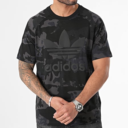 Adidas Originals - Tee Shirt Camo Trefoil IS2892 Noir Gris Anthracite