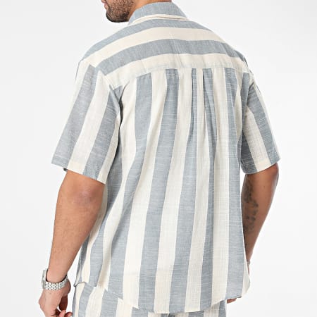 Frilivin - Conjunto de camisa de manga corta y pantalón corto de jogging Azul claro Beige