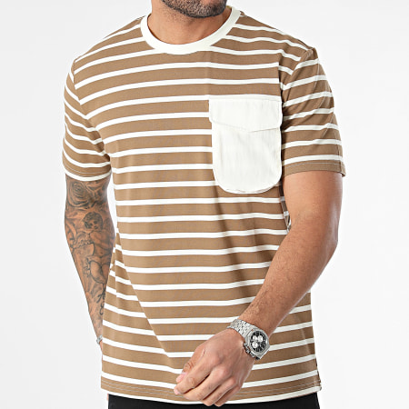 Frilivin - Camiseta de bolsillo marrón beige