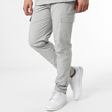 Frilivin - Set giacca con zip e pantaloni cargo grigio con cappuccio