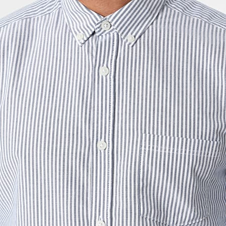 Only And Sons - Chemise Manches Longues A Rayures Slim Remy Blanc Bleu Marine