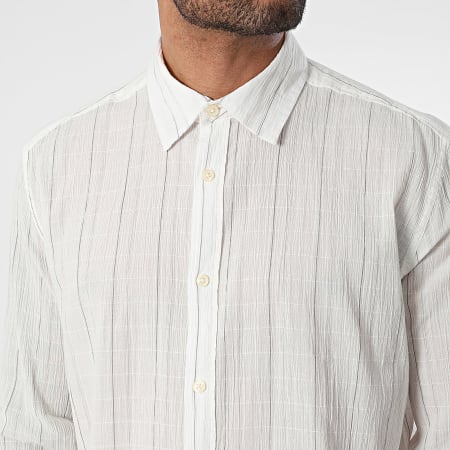 Only And Sons - Chemise Manches Longues A Rayures Sweet Beige
