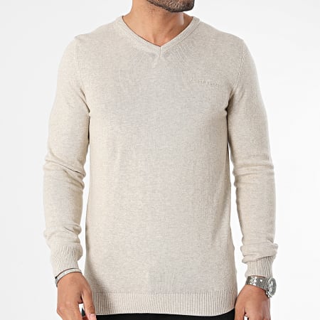 Teddy Smith - Pull Col V Pulser 3 11516830D Beige Chiné