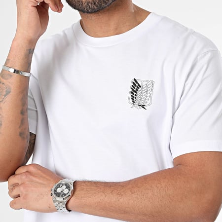 Attaque des Titans - Tee Shirt Oversize Large Survey Corps Logo Bianco Nero