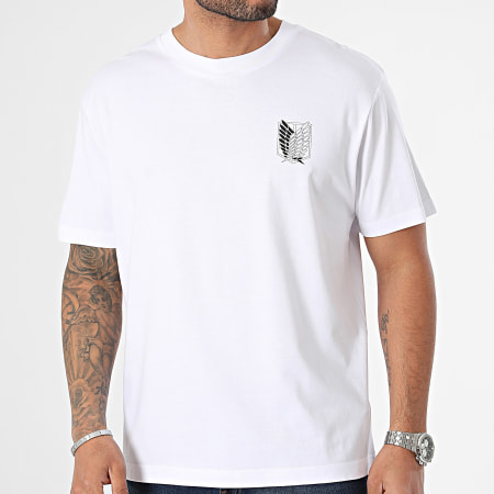 Attaque des Titans - Camiseta Oversize Large Survey Corps Logo Blanco Negro
