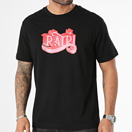 La Piraterie - Tee Shirt Oversize Ratpix Noir Rose Rouge