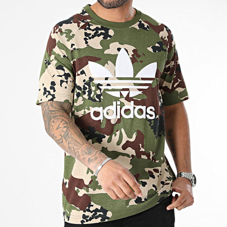 Adidas Originals - Camiseta Camo Trefoil IS0215 Caqui Verde Beige