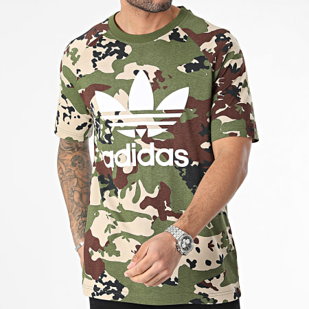 Adidas Originals - Maglietta Camo Trefoil IS0215 Khaki Verde Beige
