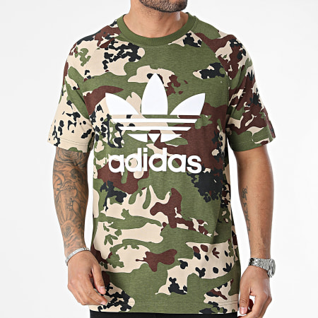 Adidas Originals - Camiseta Camo Trefoil IS0215 Caqui Verde Beige