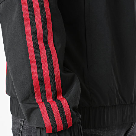 Adidas Performance - AS Roma IR0281 Chaqueta negra a rayas con cremallera