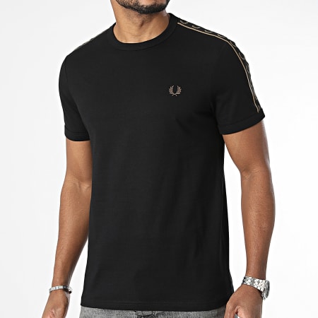 Fred Perry - Tee Shirt A Bandes Contrast Tape Ringer M4613 Noir