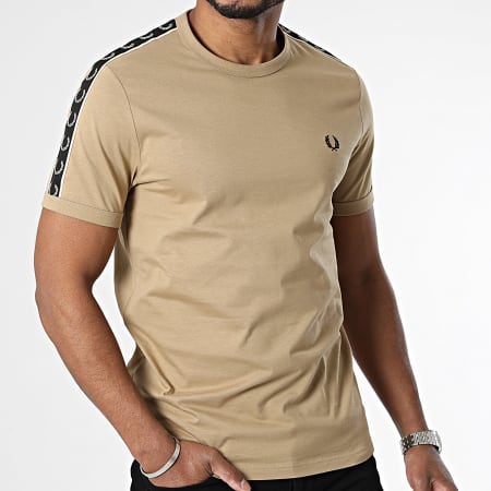 Fred Perry - Tee Shirt A Bandes Contrast Tape Ringer M4613 Camel