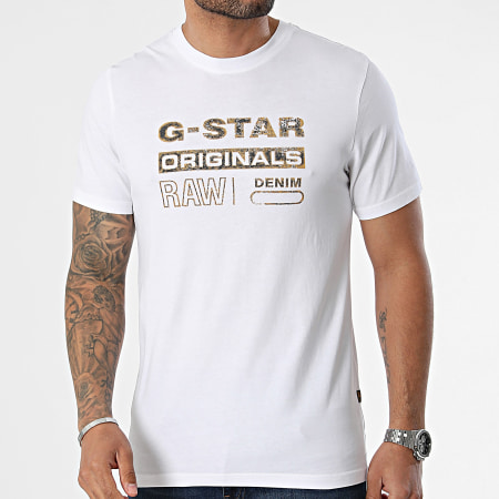 G-Star - Maglietta Originals con effetto invecchiato D24420-336 Bianco