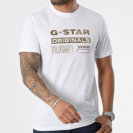 G-Star - Tee Shirt Distressed Originals D24420-336 Blanc