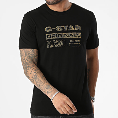 G-Star - Distressed Originals Tee Shirt D24420-336 Negro