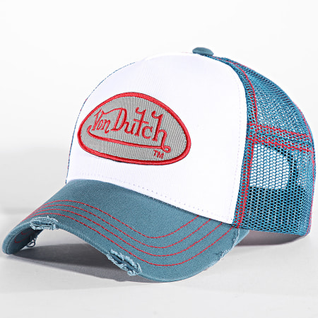 Von Dutch - Casquette Trucker Summer Blanc Bleu Canard