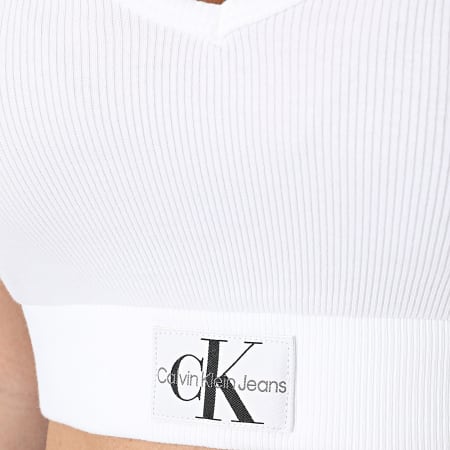 Calvin Klein - Débardeur Col V Crop Femme 3356 Blanc
