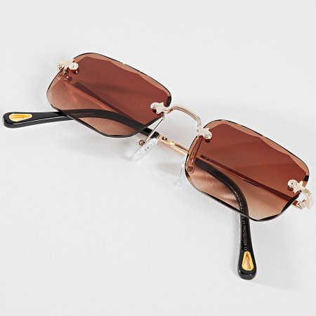 Frilivin - Lunettes De Soleil Doré Marron Dégradé