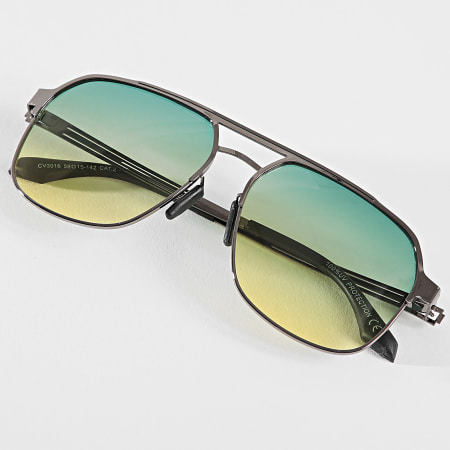 Frilivin - Lunettes De Soleil Acier Vert Jaune Dégradé