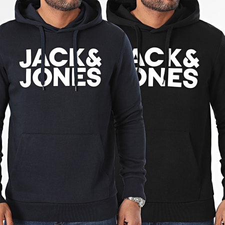 Jack And Jones - Set di 2 felpe con cappuccio 12191761 Blu navy nero