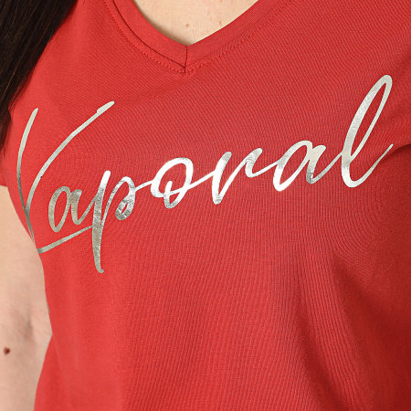 Kaporal - Tee Shirt Col V Femme FRANW11 Rouge