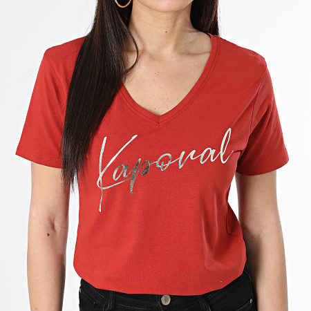Kaporal - Camiseta cuello pico mujer FRANW11 Rojo