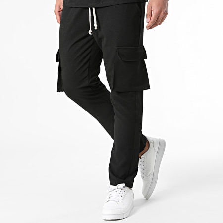 KZR - Conjunto de camiseta negra de manga larga y pantalón cargo