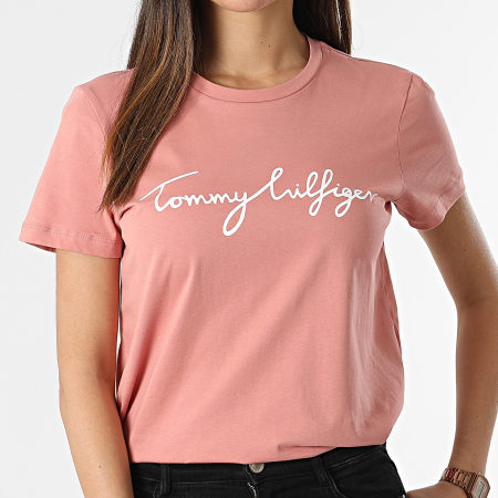 Tommy Hilfiger - Tee Shirt Femme Signature 1674 Rose