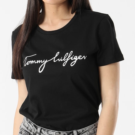 Tommy Hilfiger - Tee Shirt Femme Signature 1674 Noir