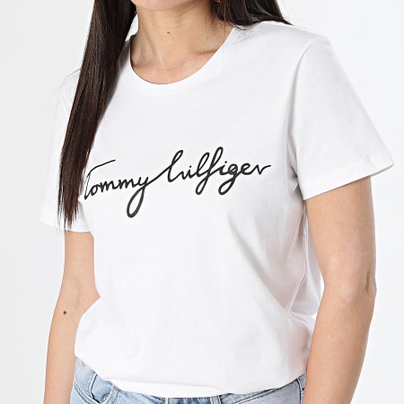 Tommy Hilfiger - Camiseta de mujer Signature 1674 Blanca