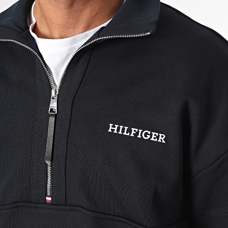 Tommy Hilfiger - Monotype 4404 Felpa a collo alto con zip, marina