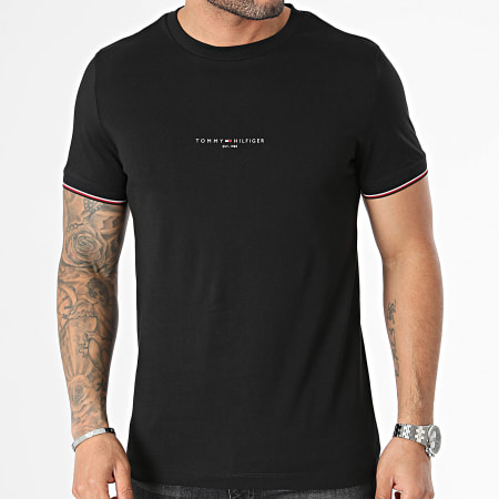 Tommy Hilfiger - Slim Logo Tipped Tee Shirt 2584 Negro