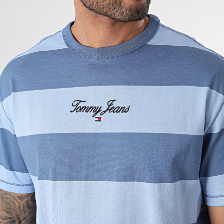 Tommy Jeans - Maglietta Bold Stripe 8655 Blu chiaro Blu scuro