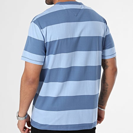Tommy Jeans - Tee Shirt A Rayures Bold Stripe 8655 Bleu Clair Bleu Foncé