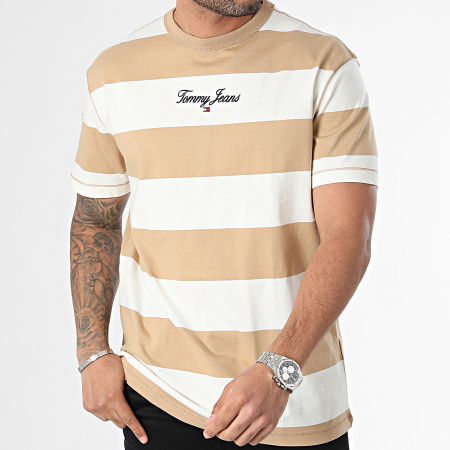 Tommy Jeans - Camiseta A Rayures Bold Stripe 8655 Camel Beige