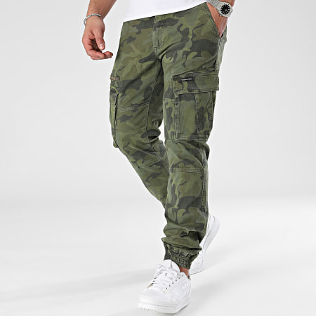 American People - Pantalon Cargo Vert Kaki Camouflage