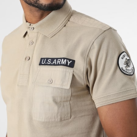 American People - Polo Manches Courtes Beige