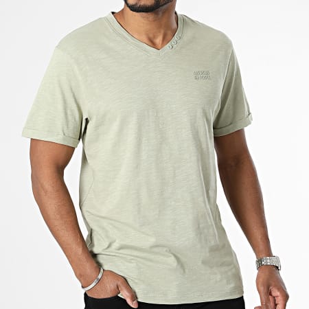 American People - T-shirt con scollo a V Verde cachi chiaro Heathered