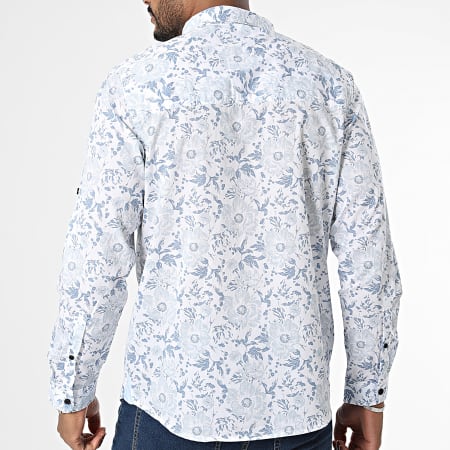 American People - Chemise Manches Longues Blanc Bleu Floral