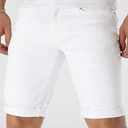 Indicode Jeans - Pantaloncini Kaden Holes Jean Bianco