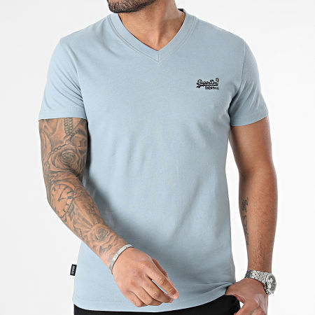 Superdry - Camiseta cuello pico Vintage Logo Emb M1011170A Azul claro