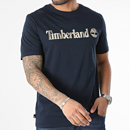 Timberland - Tee Shirt Camo Linear Logo A5UNF Bleu Marine