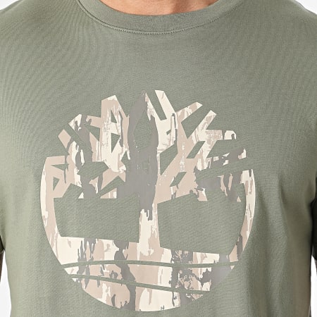 Timberland - Tee Shirt Camo Tree Logo A5UP3 Vert Kaki