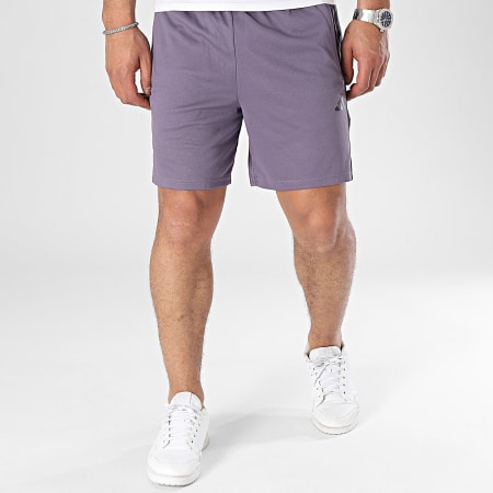 Adidas Sportswear - Pantaloncini da jogging Train Essentials 3 Band IT5414 Viola Nero