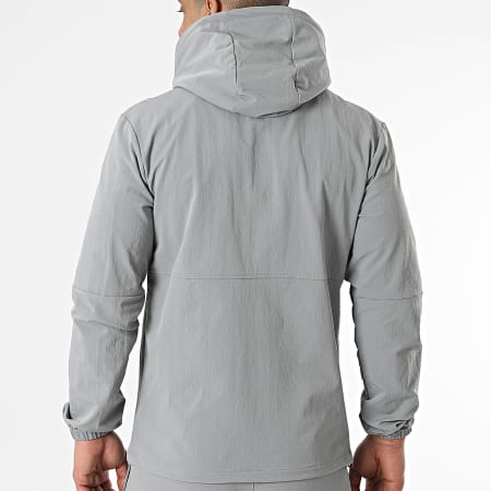Classic Series - Conjunto de chaqueta gris con capucha y cremallera y pantalón cargo