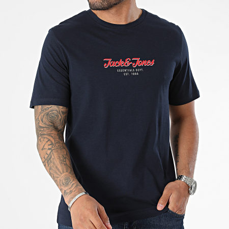 Jack And Jones - Tee Shirt Henry Bleu Marine