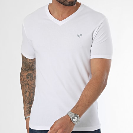 Kaporal - Confezione da 2 magliette con scollo a V GIFTM11 Bianco Blu