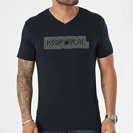Kaporal - Tee Shirt Col V Essentiel NINOM11 Bleu Marine