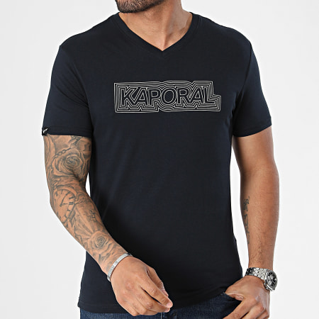 Kaporal - NINOM11 Maglietta essenziale con scollo a V, blu navy