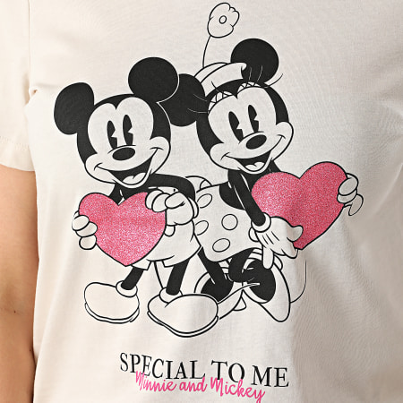 Only - Tee Shirt Femme Mickey Beige